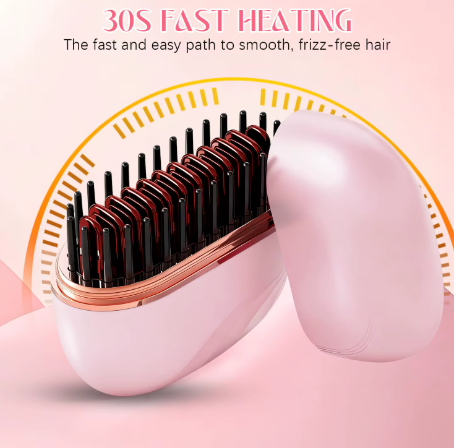 Cordless Hair Straightener Brush 3 Temp Adjustable Fast Heating Electric Hot Brush Hair Straightening Styling Detangling Comb