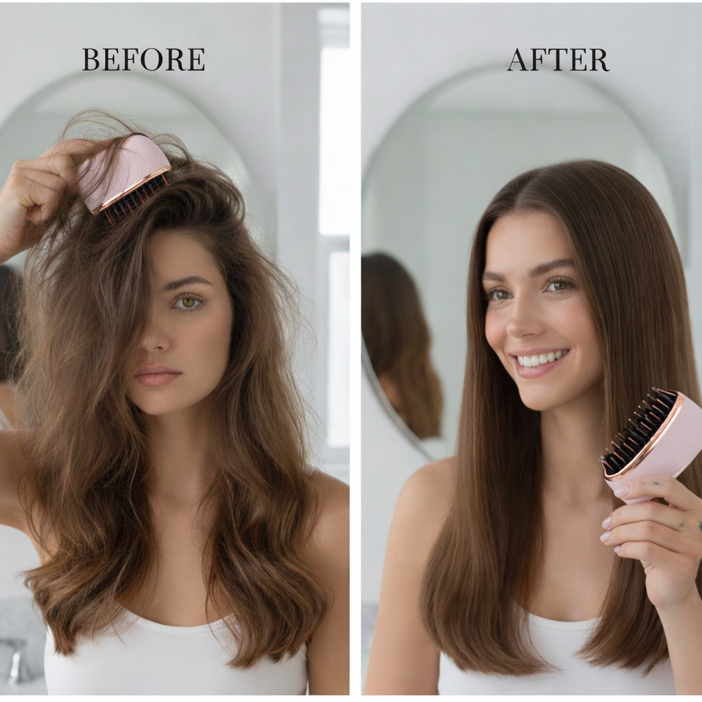 Cordless Hair Straightener Brush 3 Temp Adjustable Fast Heating Electric Hot Brush Hair Straightening Styling Detangling Comb